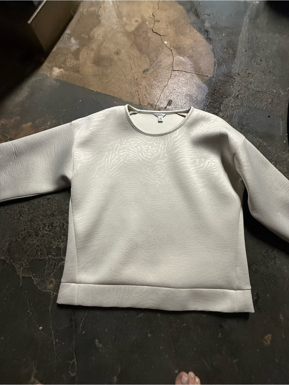 Calvin Klein Cream Textured Sweatshirt Size Large